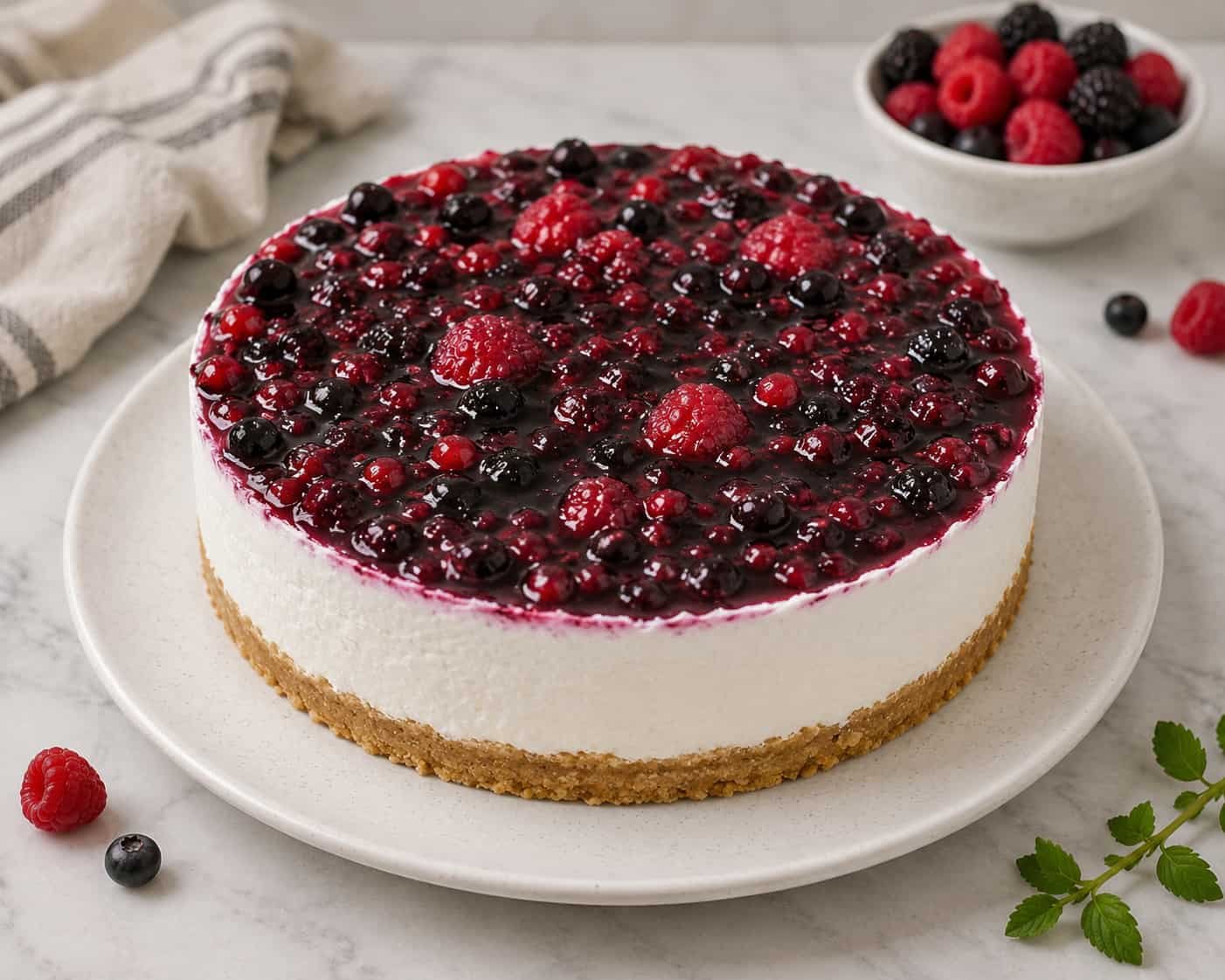 Cheesecake sa šumskim voćem bez pečenja i krem sirom