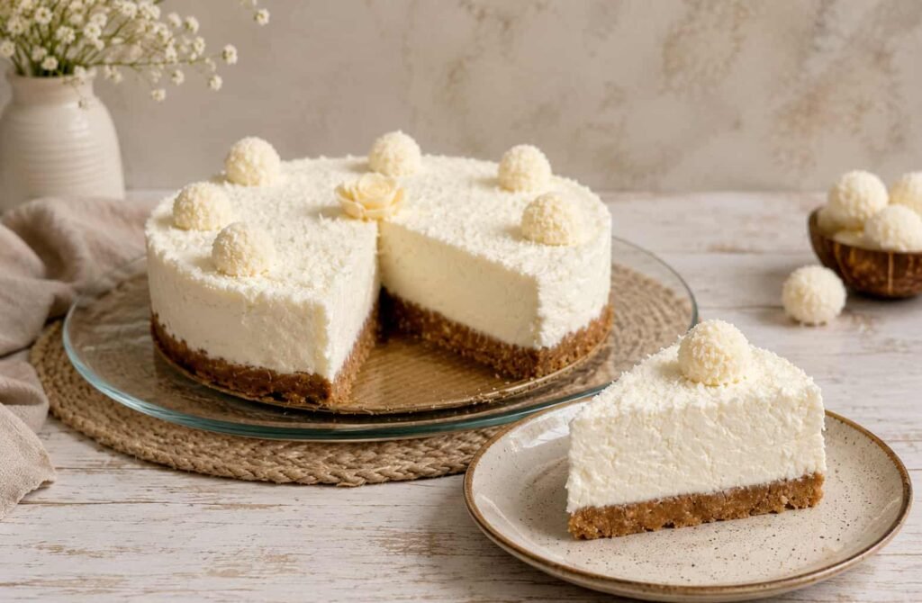 Raffaello cheesecake bez pečenja s kokosom
